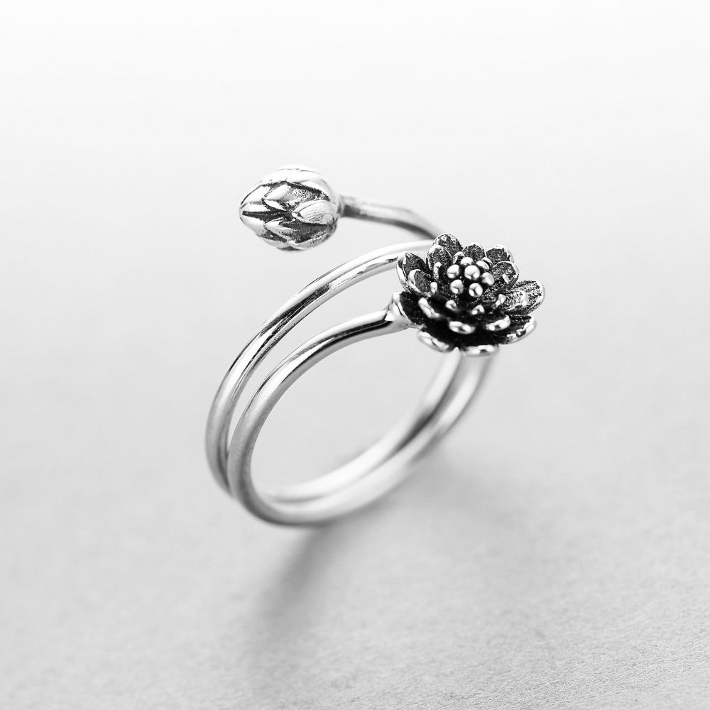 Sterling Silver Lotus Ring detail 2
