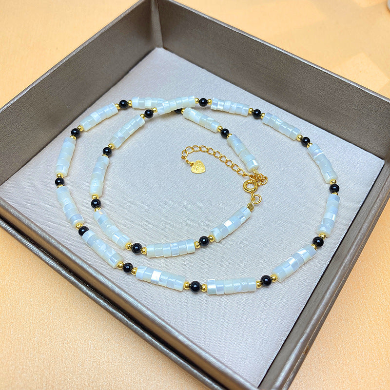 Shell & Black Agate Ritual Necklace by LUMEWARD