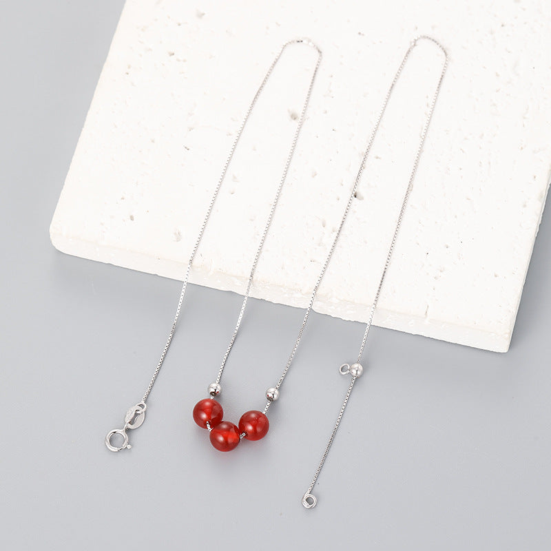 Red Agate & Jade Trio Necklace by LUMEWARD