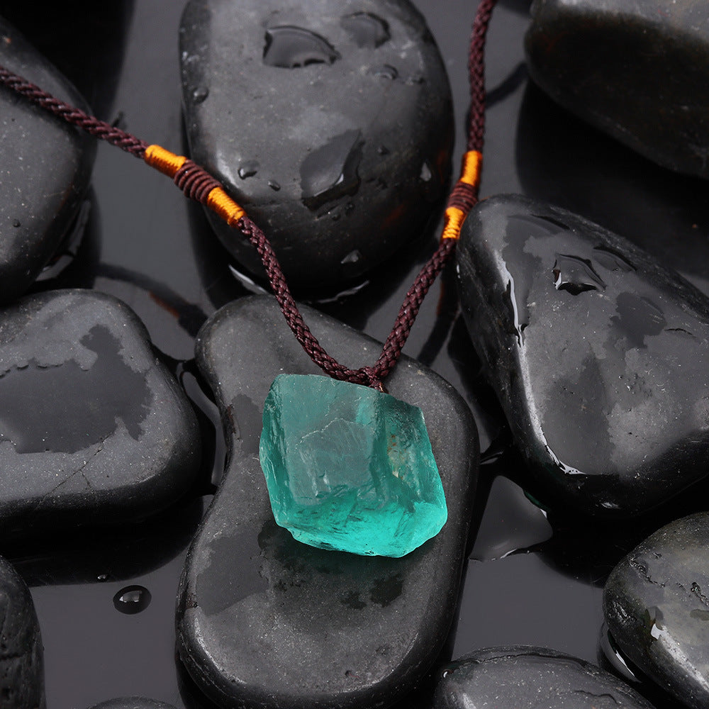 Fluorite Quartz Point Necklace detail 2