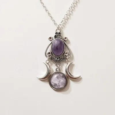 Triple Moon Amethyst Necklace detail 4