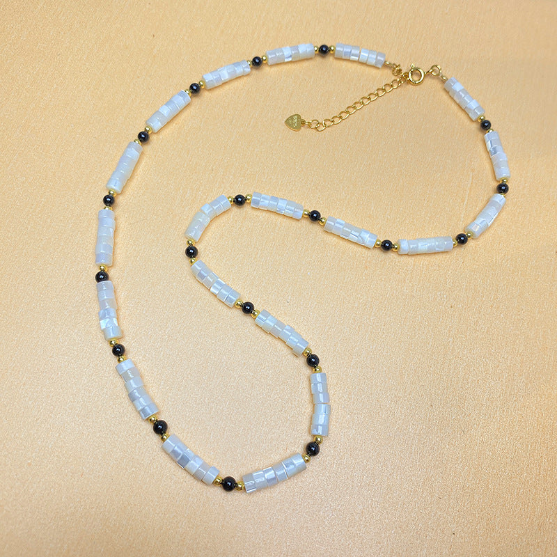 Shell & Black Agate Ritual Necklace detail 3