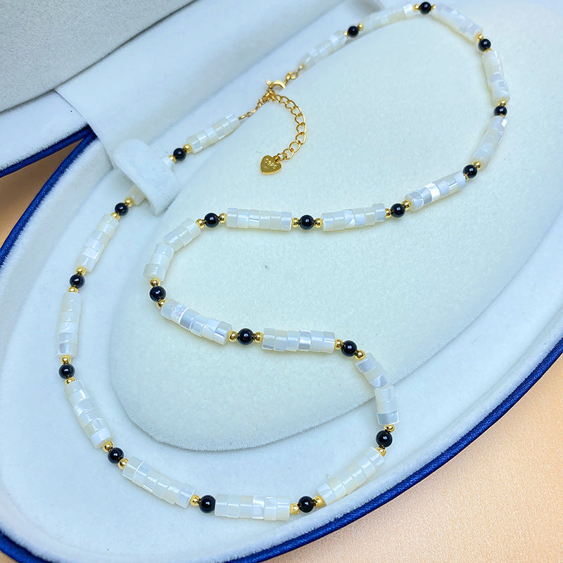 Shell & Black Agate Ritual Necklace detail 4