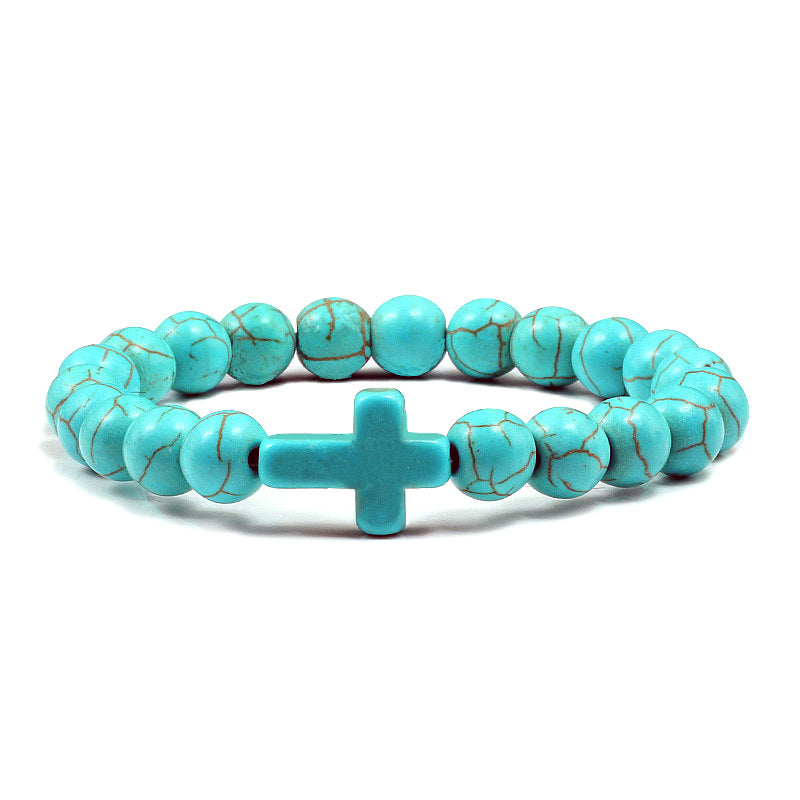 Blue Turquoise Cross Bracelet by LUMEWARD