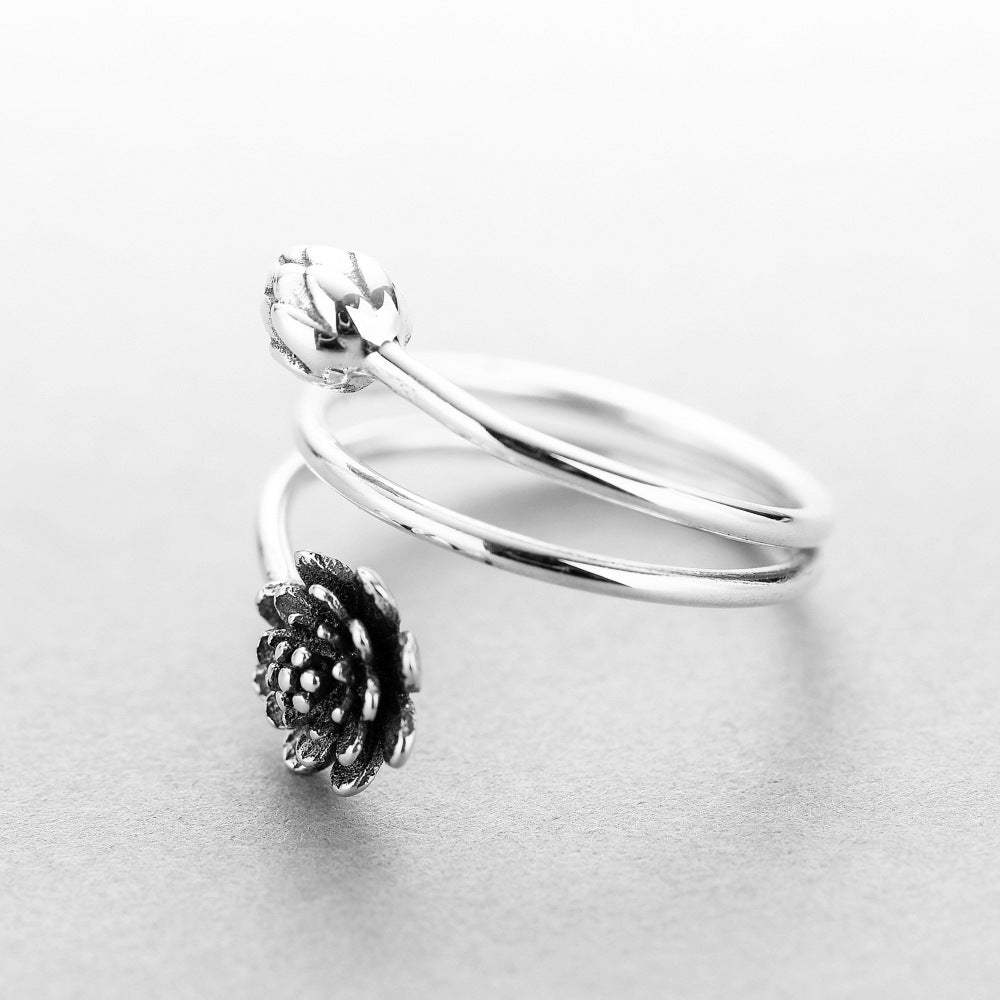 Sterling Silver Lotus Ring detail 4