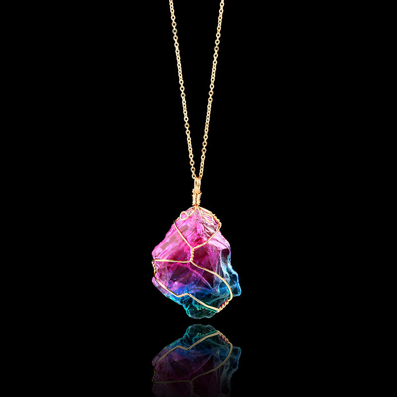 Rainbow Quartz Prism Necklace by LUMEWARD