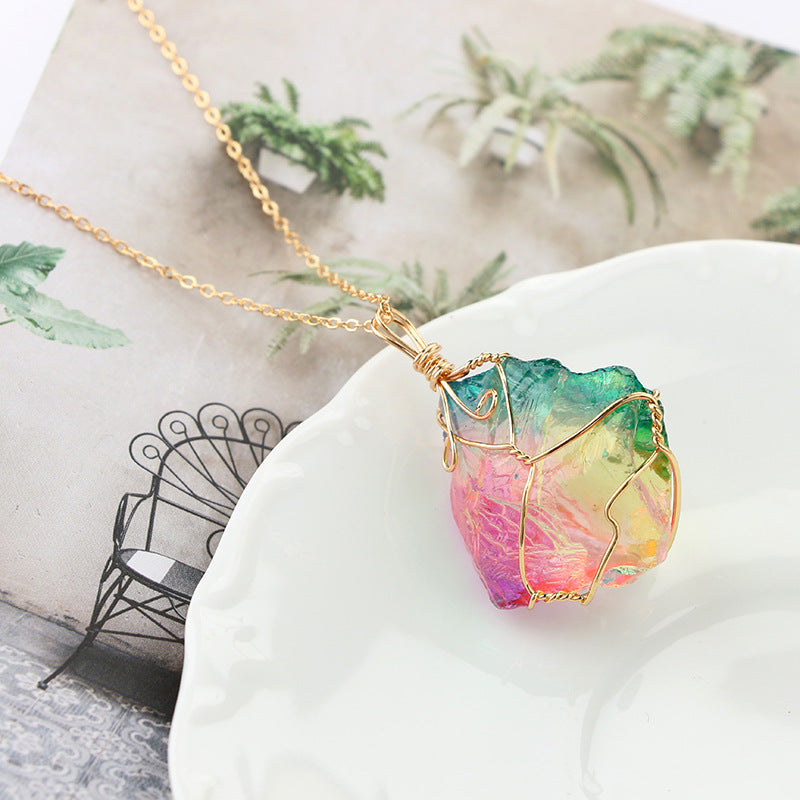 Rainbow Quartz Prism Necklace detail 3