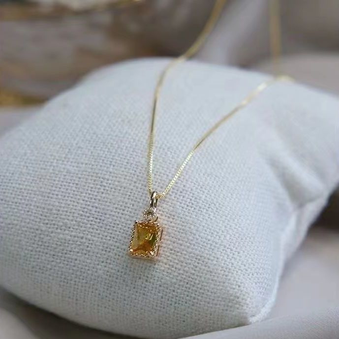 Golden Citrine Zircon Necklace by LUMEWARD