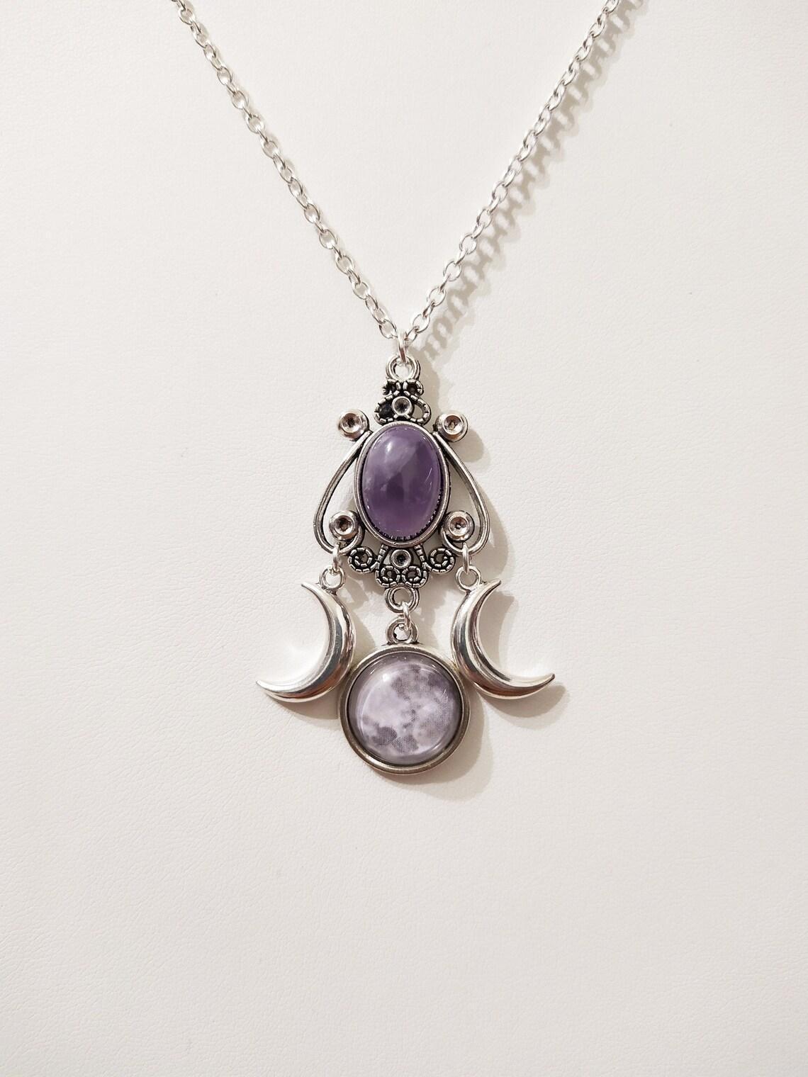 Triple Moon Amethyst Necklace by LUMEWARD