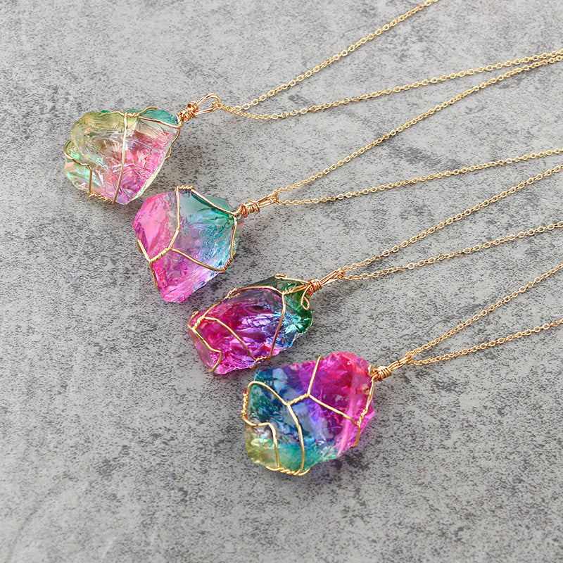Rainbow Quartz Prism Necklace detail 4