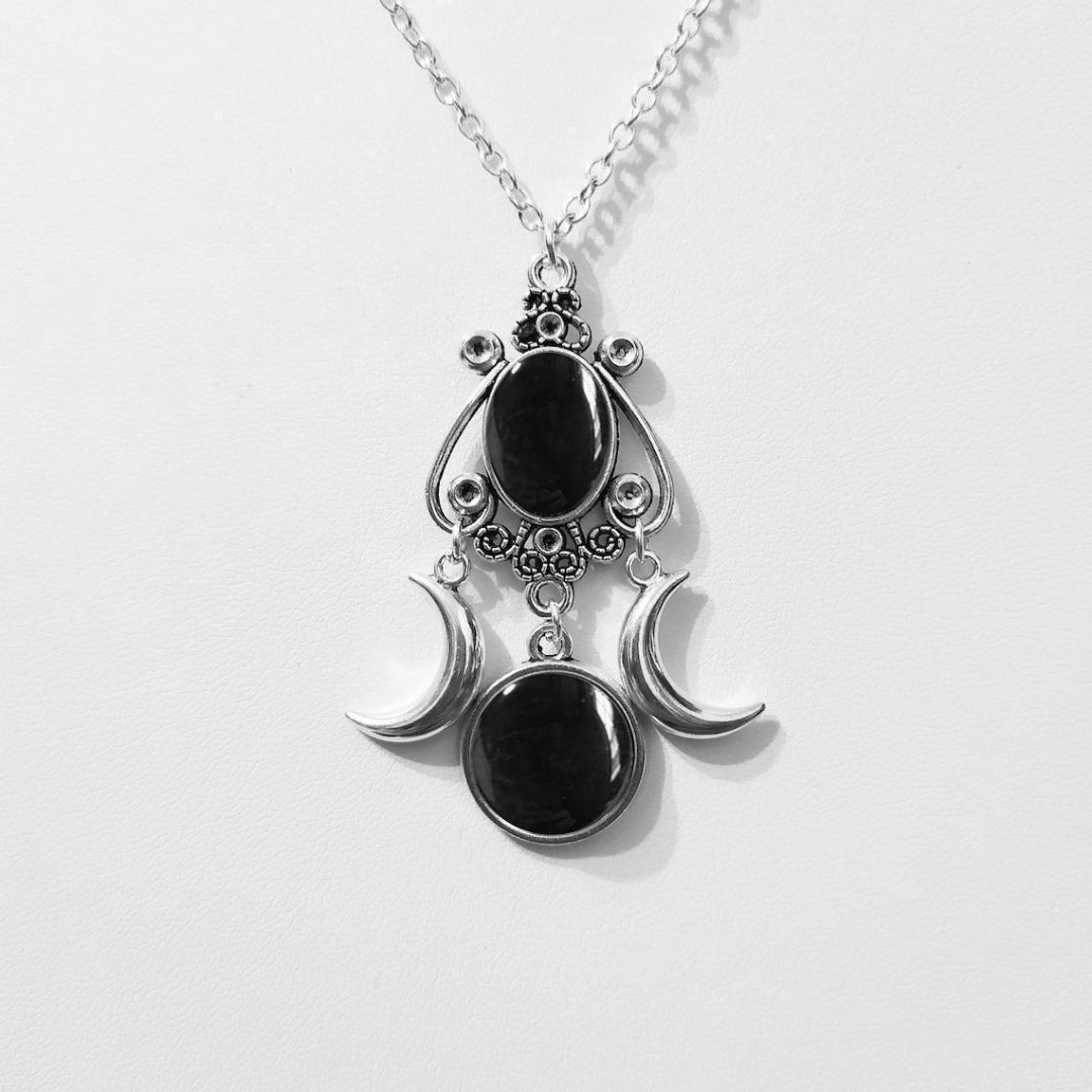 Triple Moon Amethyst Necklace detail 2