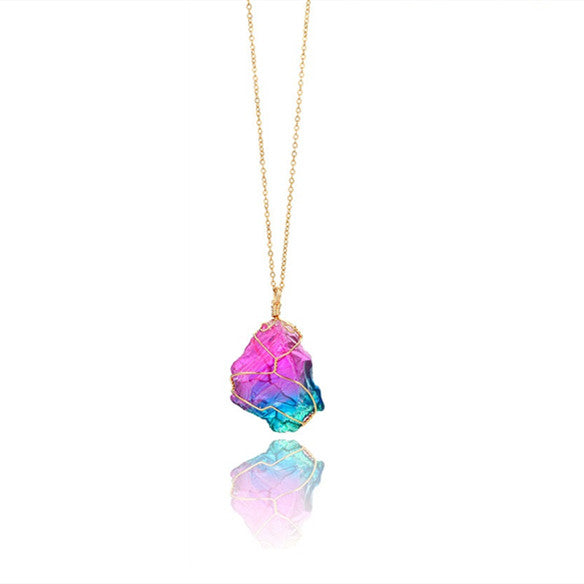 Rainbow Quartz Prism Necklace detail 2