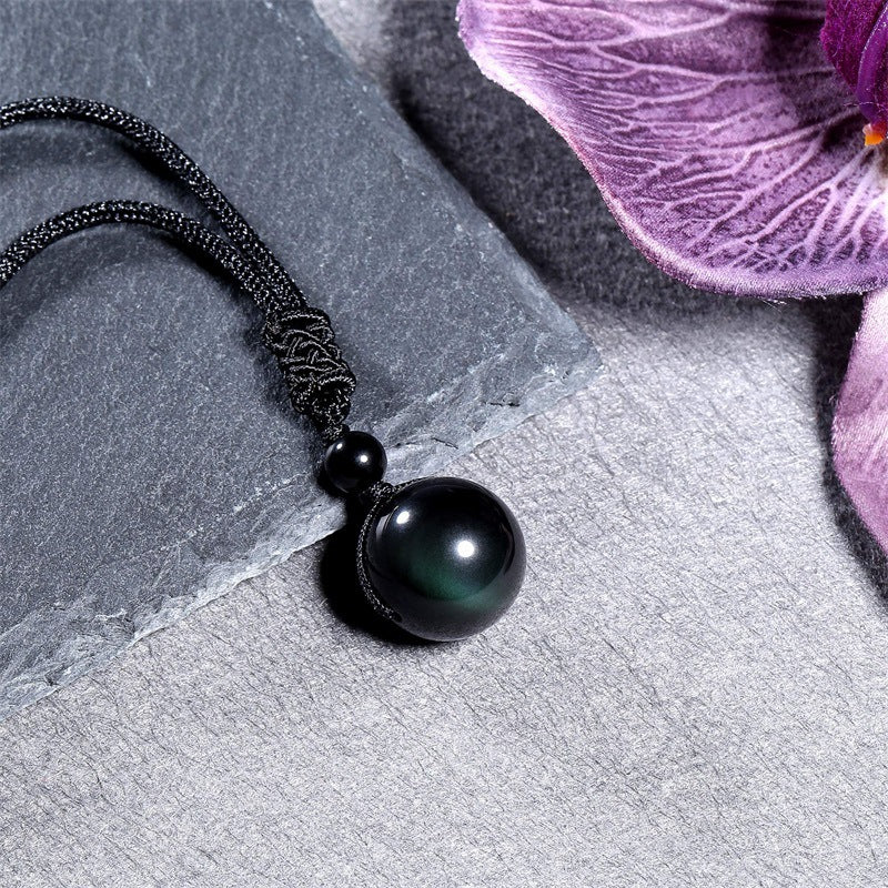 Amethyst Obsidian Orbit Pendant detail 2
