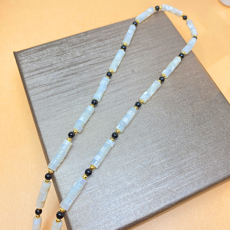 Shell & Black Agate Ritual Necklace detail 2