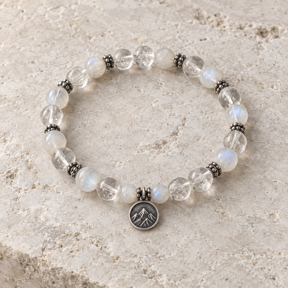 Clear quartz harmony bracelet with translucent stone beads