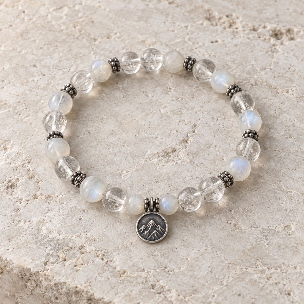 Clear quartz harmony bracelet with translucent stone beads